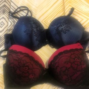2 bra set, maroon/black and navy/black